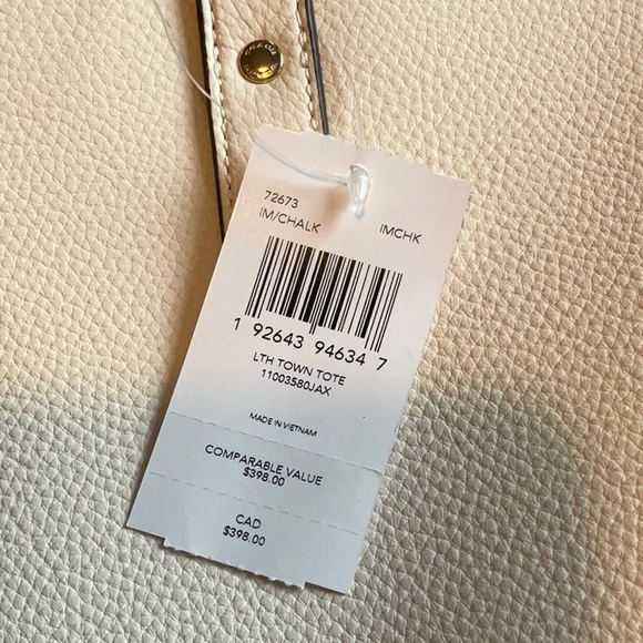 COACH Leather Town Tote in Chalk, NWT - Picture 14 of 16